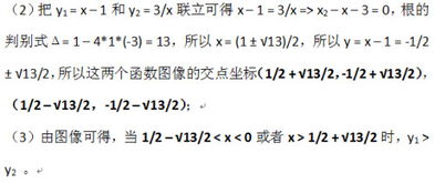 已知 函数y1 x 1和y2 3 x. 1 列表并在所给坐标系中画出这两个函数的图像 2 观察图像,求这两个函数图像的交点坐标 3 观察图像,当x在什么范围时,y1 y2 