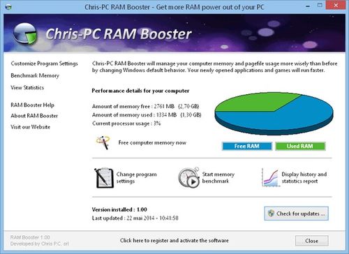 Chris PC RAM Booster免费下载 Chris PC RAM Booster 内存优化软件 中文最新版下载5.19.15 